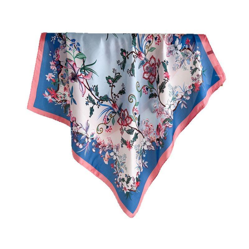 Europejski i Amerykański Wiosenny Kwiatowy Nadruk Marzeń Jedwabna Apaszka Kwadratowa Apaszka Szal High-End Na Szyję Mała Kwadratowa Apaszka Chustka na Głowę