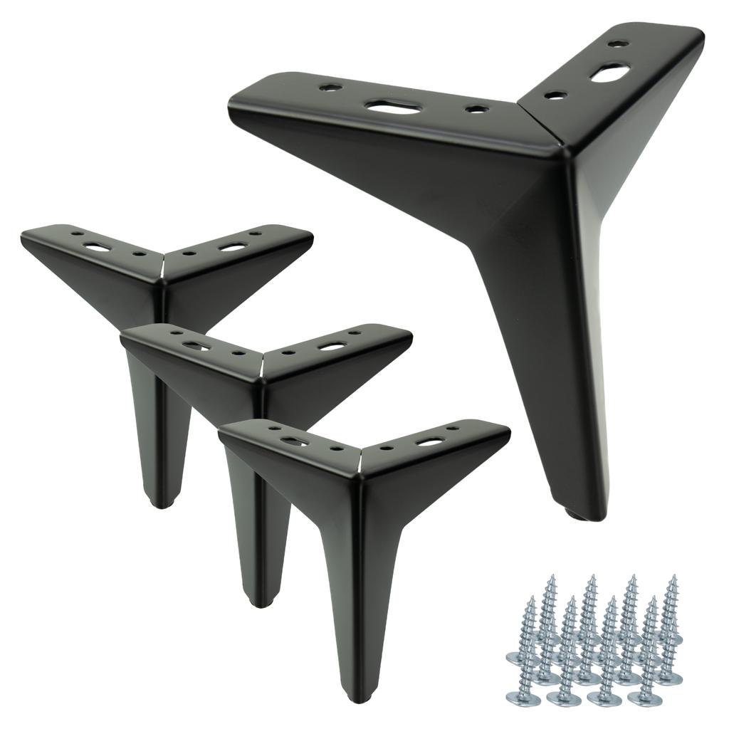 Set of 4 Furniture Legs Star, Matt Black, Height 13 Cm