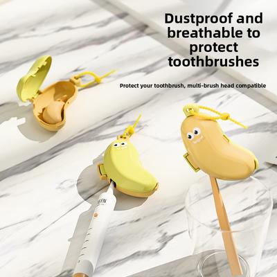 Banana-Shaped Toothbrush Cover - Portable Travel Case with Toothpaste Holder, Dust-Proof Cap for Electric & Manual Brushes