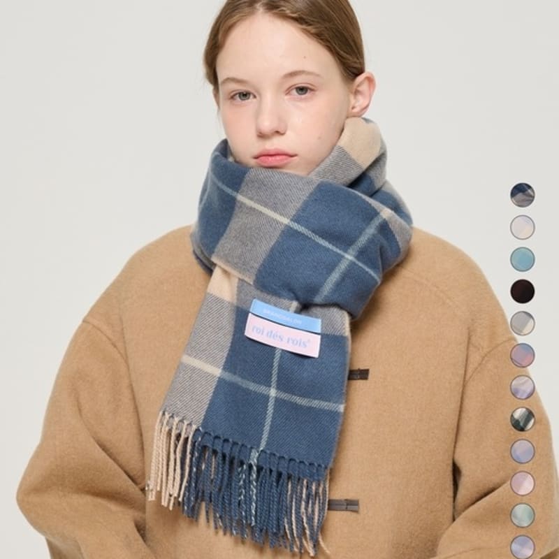 

ROIDESROIS [1+1] Premier Soft Tender Check Muffler (13 Colors) Blue Candy_Lavender