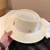 French Hepburn Style Flat Top Straw Hat Women's Spring Summer Sunshade Sun Protection Seaside Vacation Photo Versatile Wide Brim Sun Hat