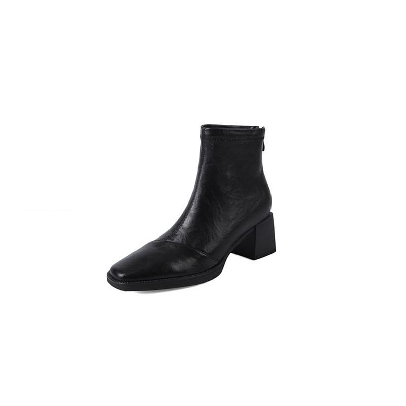 Fashion New Autumn Winter Split Leather Women Boot Shoes for Women Square Toe Fashion Boot Handmade High Heels Boots Zapatos De Mujer