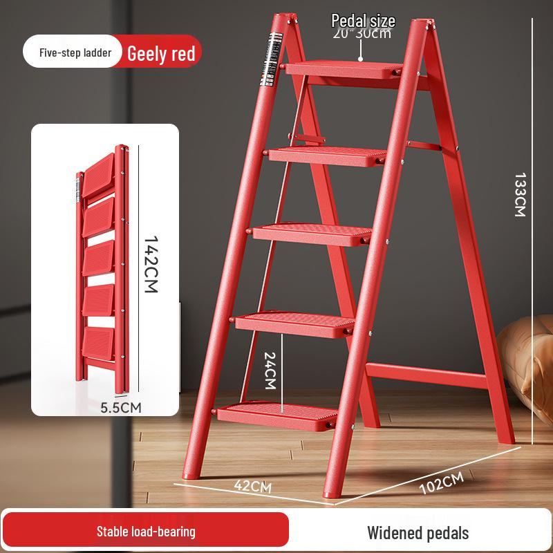 Multifunctional Folding A-Frame Ladder: Indoor Thickened Small Step Ladder with 3-4 Steps & Flower Stand