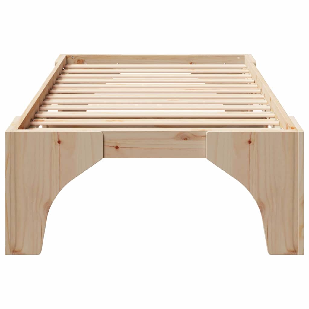 Brown Bed Frame 75 x 190 cm Solid Pine Wood