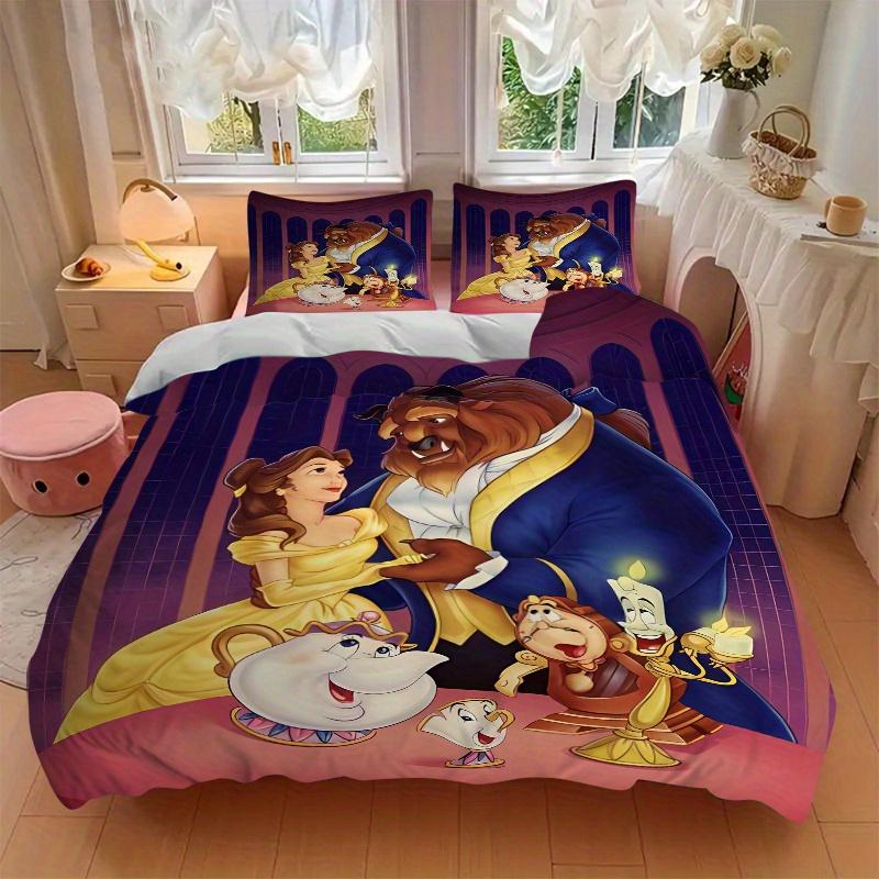 3pcs Beauty and the Beast Quilt Set - Soft and Comfortable Bedroom, Guest Room and Dorm Decor Bedding Set 1 Quilt Cover + 2 Pillowcases.B008