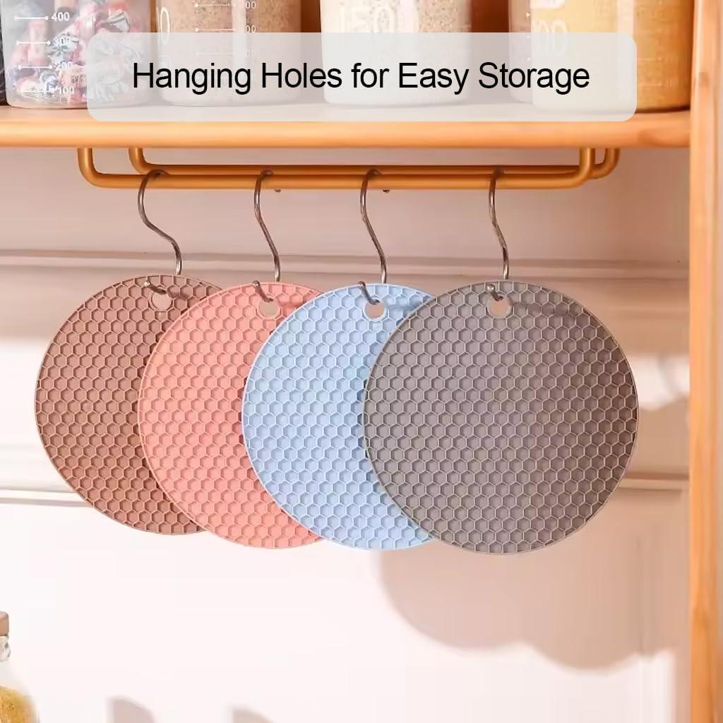 4pcs Multicolor Silicone Honeycomb Heat-Resistant Pads - Durable & Stylish Kitchen Mats for Pots, Bowls, and Placemats, Perfect
