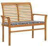 Day and Night - Day and Night Teak Wood Garden Bench with Gray Checkered Cushion 112 Cm