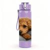 1PC Teddy Puppy Cozy Blanket 750ml Color Plastic Sports Water Bottle Leakproof Flip Straw Lid Suitable for Sports Office Home Use