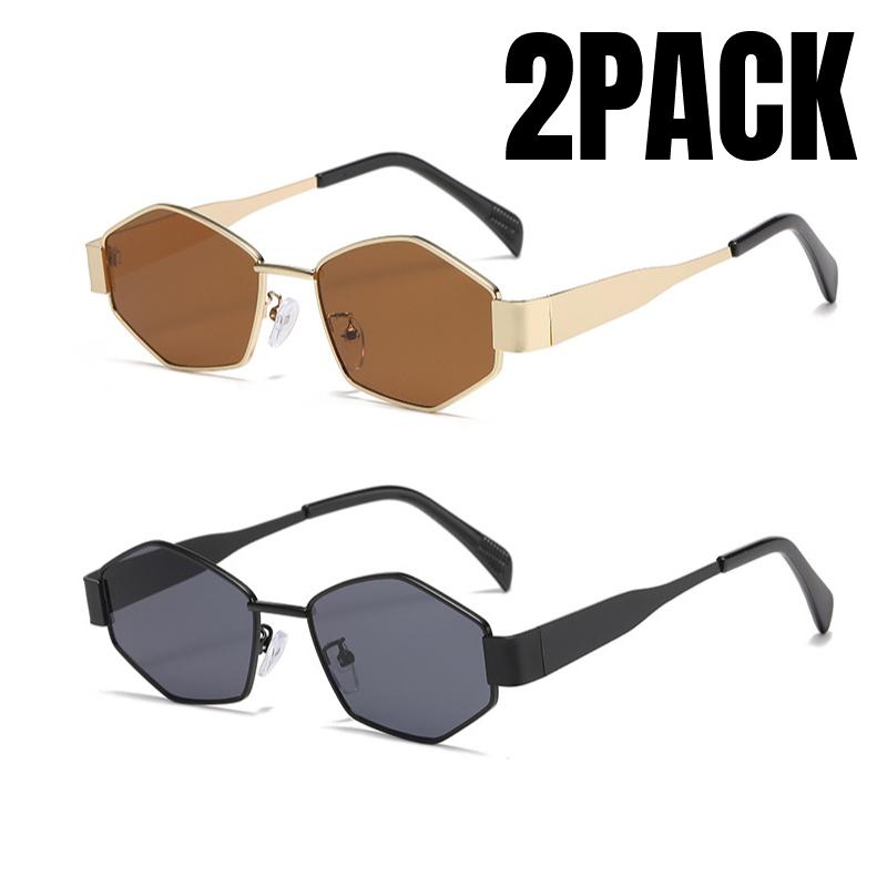 MEW 2PACK Diamond Shaped Glasses Triumphal Arch Fashion Internet Famous Sunglasses Metal Sunshade glasses  Trend