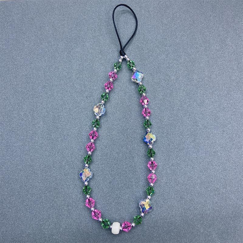 

Белый кристальный шарм для телефона в виде четырехлистного клевера, женская многофункциональная цепочка