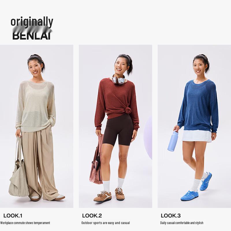 BENLAI Women's Round Neck Long Sleeve Knit Sweater