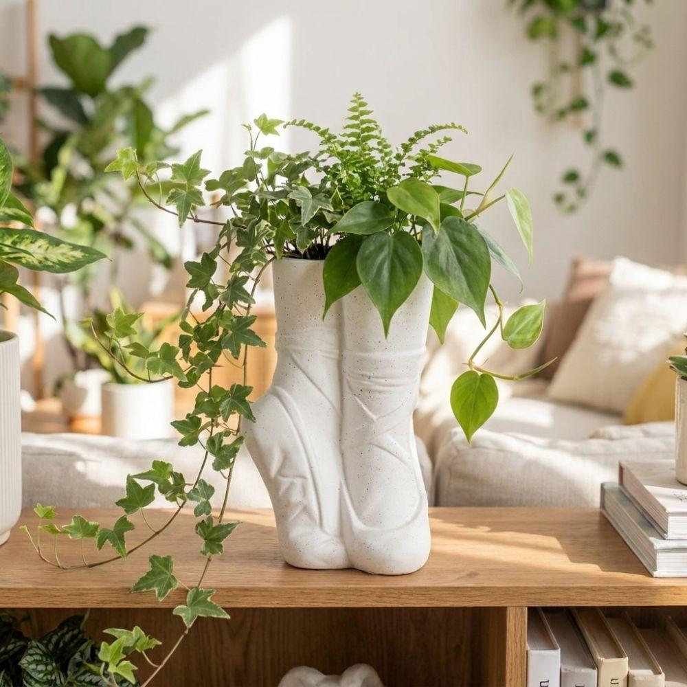 Dreamy Succulent Planter Creative Ballet Foot Vase Minimalist Foot Sculpture Pot Balcony Patio