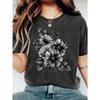 European Size Floral Print Crew Neck T-shirt, Casual Short Sleeve Top For Spring & Summer, Women'S Clothing