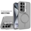 Skládací stojánek na čočky matné magnetické pouzdro na telefon pro Samsung Galaxy S24 Ultra S23 Plus nárazuvzdorný ochranný kryt pro bezdrátové nabíjení