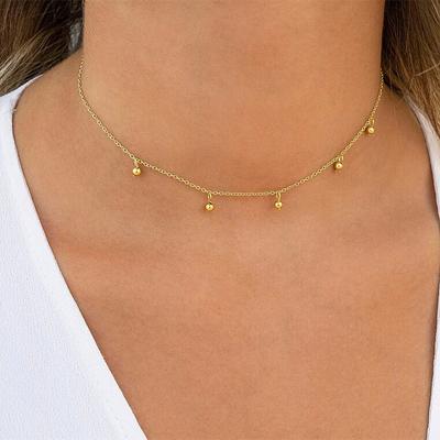 New Product Fashion Trend Korean Version Small Fresh Personalized Collarbone Chain Ins Style, Simple Copper Bead Pendant Necklace
