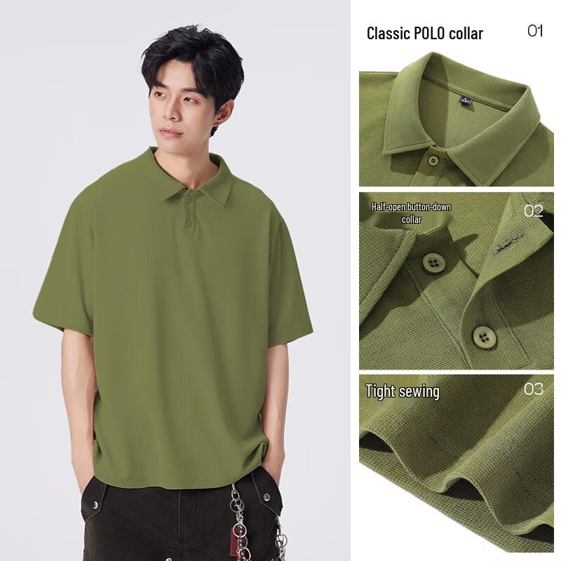 JEANSWEST LIFE Men's Waffle Knit Polo Shirt