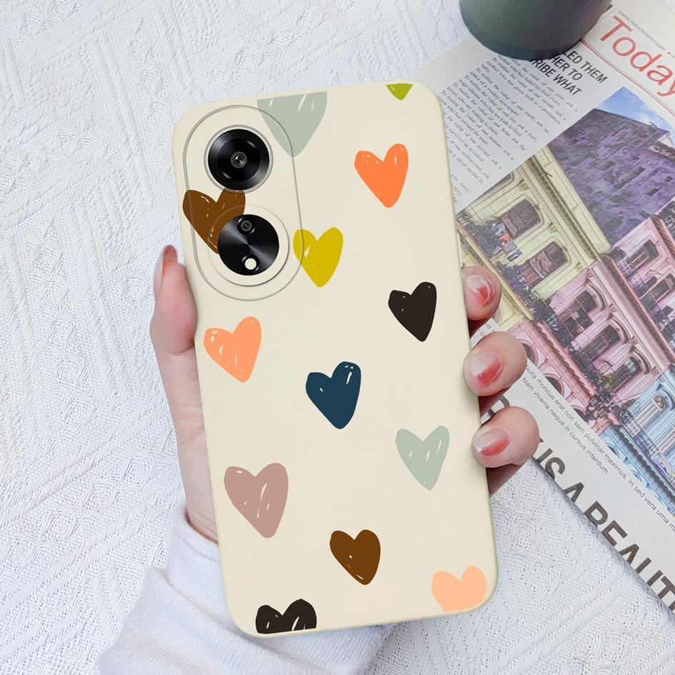 Fashion Love Heart Phone Cases For Oppo A1 A1K A7 A11 A15 A35 A52 A55 Soft Liquid Silicone Anti Slip Durable Shockproof Protective Shell For Oppo Capa