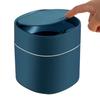 Desktop Trash Can with Lid, Slim, Stylish, Small, One-Push Open/Close Mini Dustbin, Simple Design, 1 Piece (Push Type, Blue)