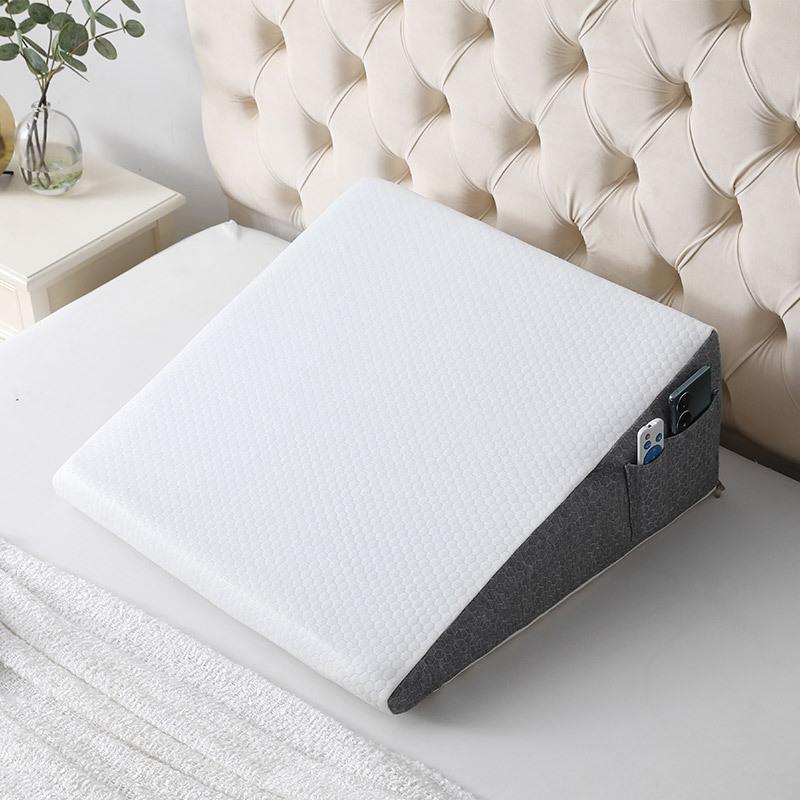 Triangular Memory Foam Wedge Pillow - Bedroom Backrest and Bedside Support Pillow