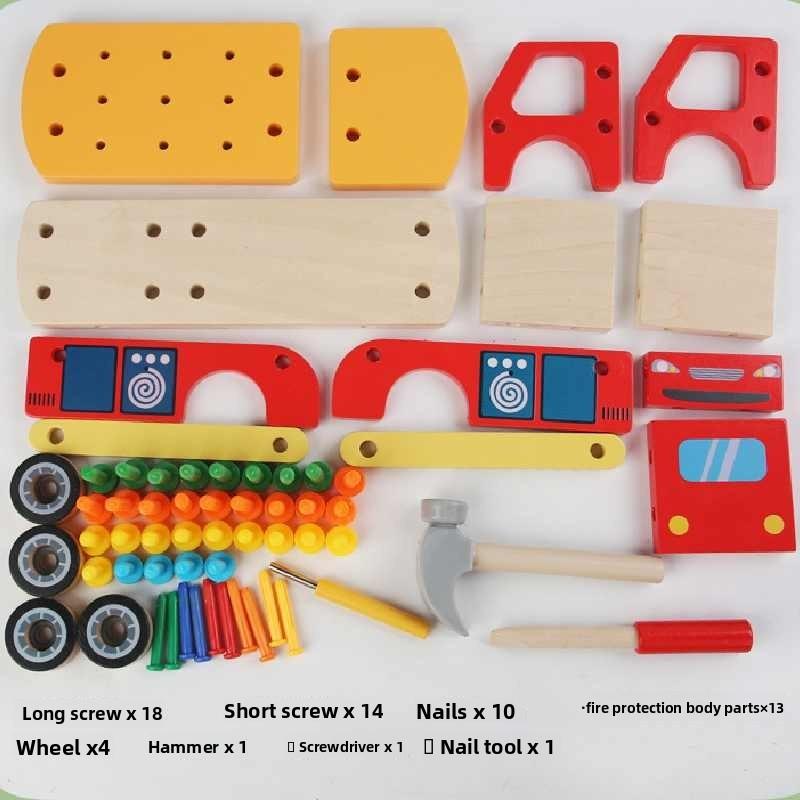 Wooden Construction Toy Set With Nut And Screw Blocks For Fine Motor Skills Development For Toddlers