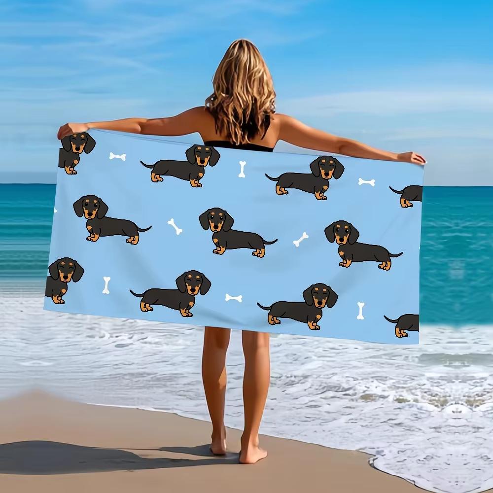 1 Stück Cartoon Dackel Strandtuch, Schnelltrocknend Hautfreundlich, Mehrere Größen, Leicht Sandabweisend, Ideal für Pool Camping Strand