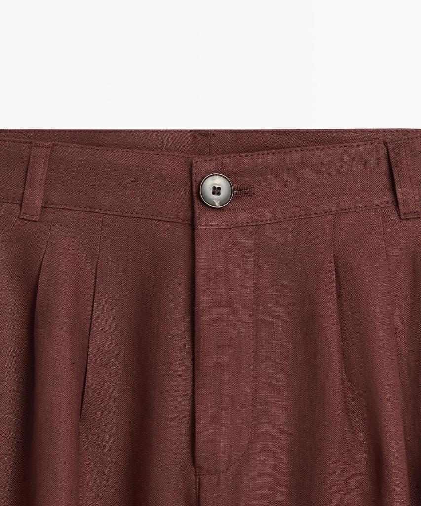 Masimodutti Linen Pleated Wide Fit Pants