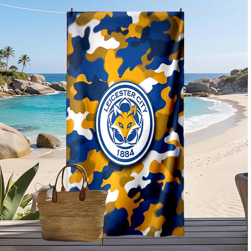 Leicester City Football Print Beach Towel, Large Soft Quick Dry Towel for Beach Camping Swimming