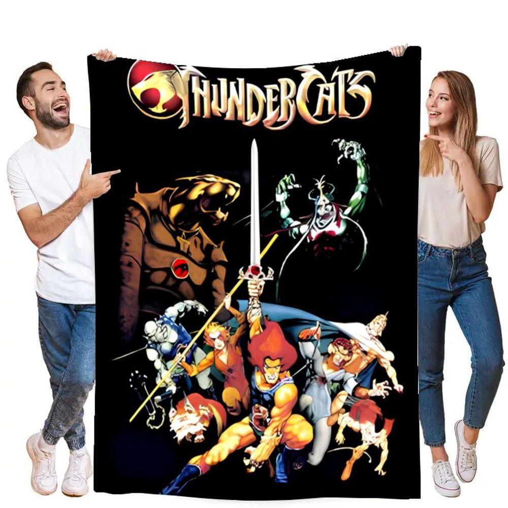 Coperta Avventura Eroica dei Thundercats - Coperta Vibrante in Stile Fumetto con Personaggi Iconici, Logo Dorato Audace e Azione-