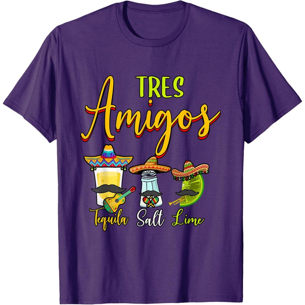 Tequila Salz Limette Tres Amigos Cinco De Mayo Grafik T-Shirt Lässiges Baumwoll-T-Shirt