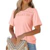 Women's Solid Color Range Round Neck Loose Short Sleeve T-shirt Pleated Top