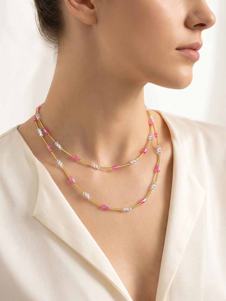 Long Blue Crystal Necklaces for Women, Layered Long Statement Necklace CZ Stone, Sweater Chain Jewelry