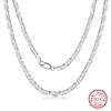 Effie Queen  925 Sterling Silver Cuban Figaro Chain Necklace Dainty Unisex Flat Marine Chain Choker Party Fashion Jewelry SC78