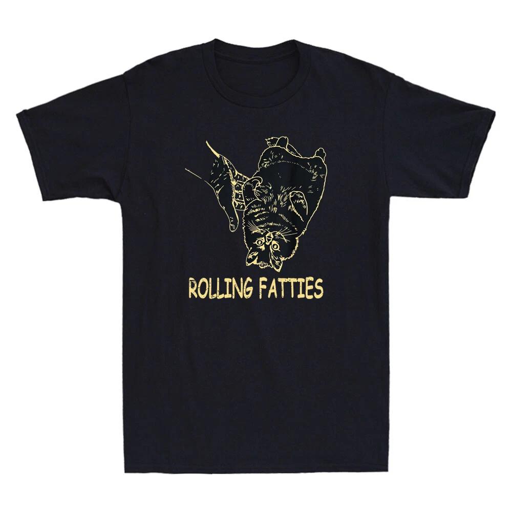 Rolling Fatties Cat Funny Cat Lover Gifts Humor Cat Meme Vintage Men s T-Shirt XXXL
