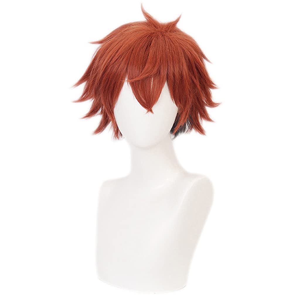 LAOBAO Cosplay Wig, Red Hair with Black Mesh, Short Hair, Heat Resistant, Costume Wig, Party, Fancy Dress, Halloween, Festival, Event, Cosplay Wig