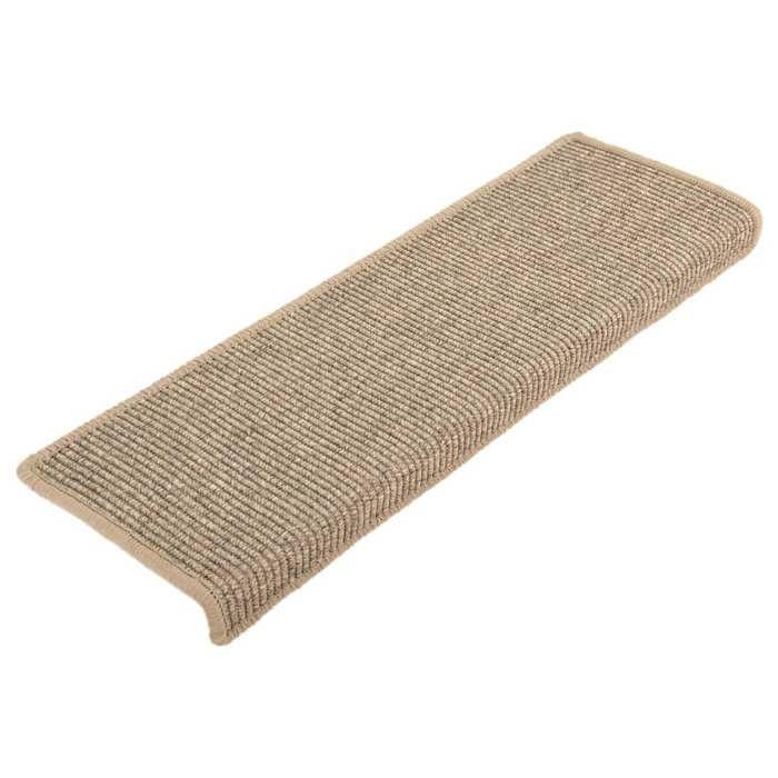 VidaXL Tapis d'escalier 15 pièces 65 x 21 x 4 cm Beige foncé Bord rectangulaire 326908
