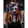 3D T-Shirts for Men Funny Cat Print Summer Casual O-Neck Short Sleeve Tee Tops Fashion Breathable Pullover Men's