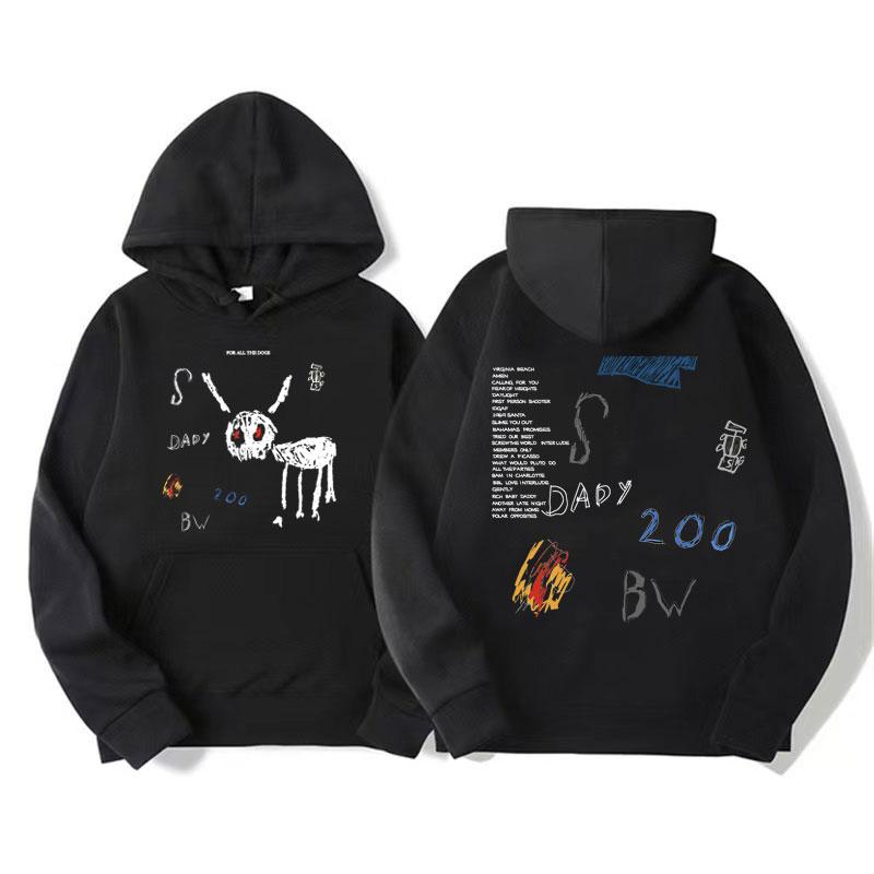 Rapper Drake for All The Dogs Letter Hoodie Men's Vintage Pullovers Sweatshirt Fashion Retro Oversized Hooded Streetwear