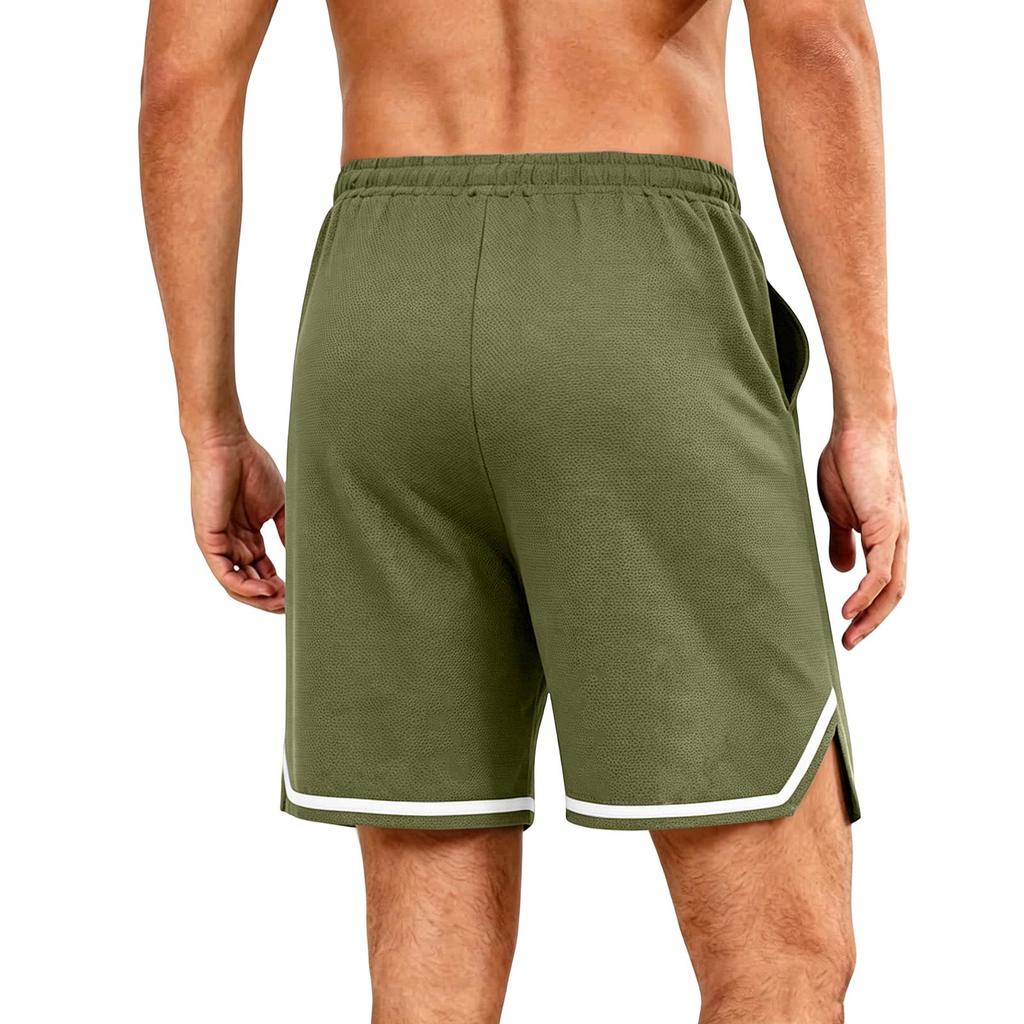 Men's Breathable Mesh Athletic Shorts Lightweight Casual Sportswear with Elastic Waistband and Drawstring for Outdoor Activities and Gym