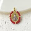 Colgante Ovalado Retro Tejido a Mano de la Virgen María Bicolor para Mujer