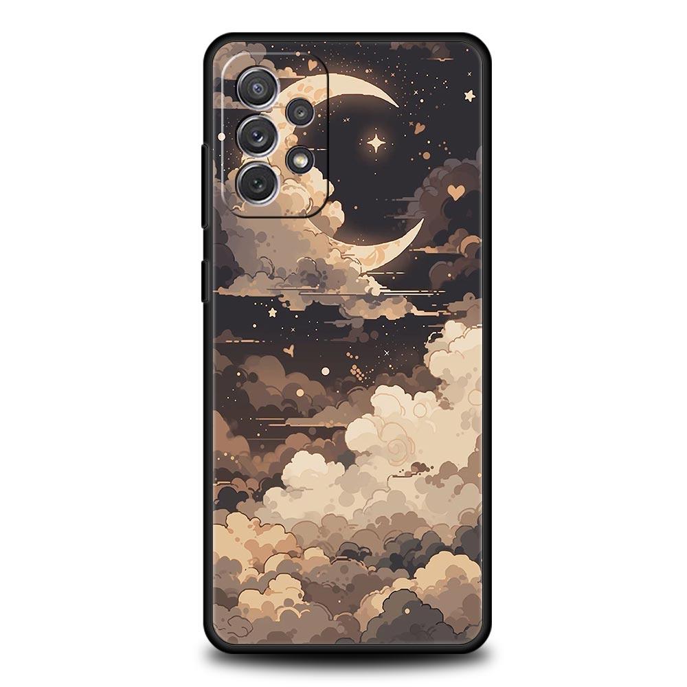 Moon Cloud Comic Style Case for Samsung A57 A37 A51 A71 A21S A17 A11 A15 A25 A41 A23 A33 A53 A73 A07 A05S A13 A35 A55 5G Cover