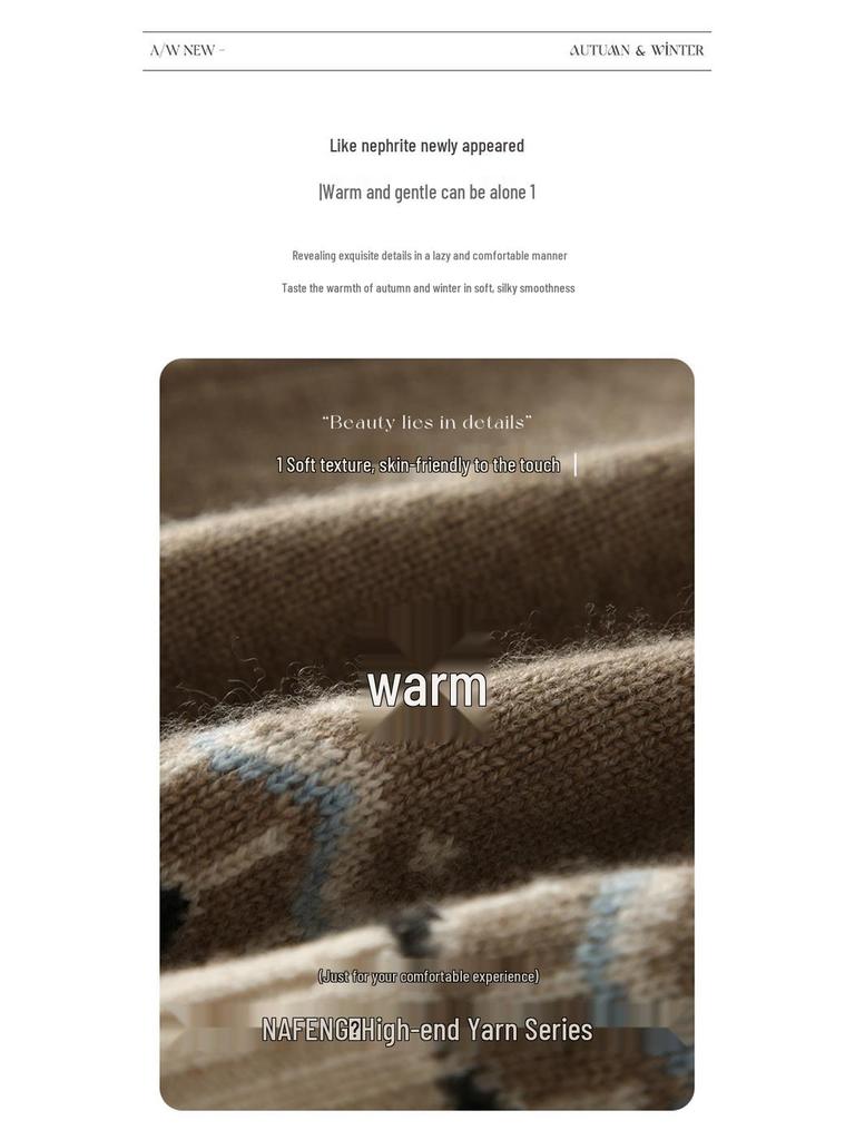 Women's Fair Isle Cashmere Zipper Cardigan - Cozy Autumn/Winter Sweater Coat.