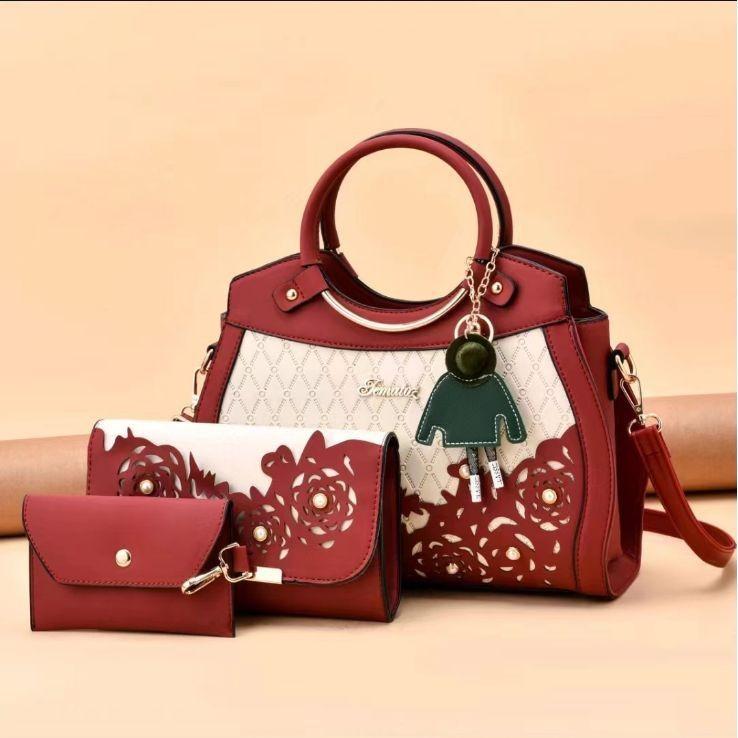 Elegant Women's Cross-border Three-piece Handbag Set With Versatile Capacity And Chic Design