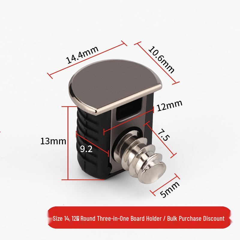 Minimalist Gunmetal Gray 3-in-1 Shelf Bracket & 12mm Cabinet Connector