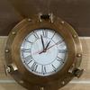 12-Inch Brass Antique Ship Porthole Clock - Nautical Marine Timepiece - Silent Analog Battery Quartz Wall Decor for Home & Office