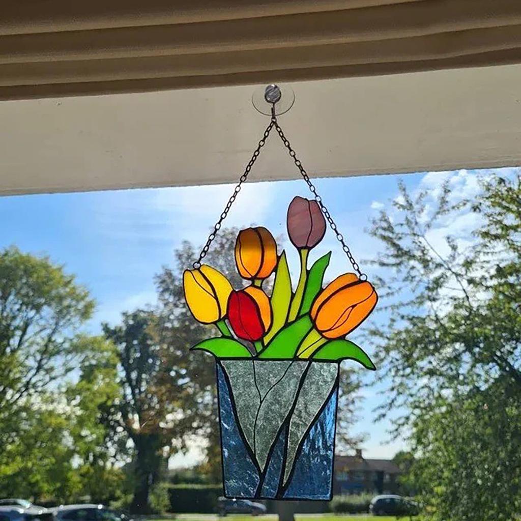 Flower Stained Window Hangings Stunning Handicrafts Flower Suncatcher Flower Lovers Thanksgiving Gifts For Window Decor