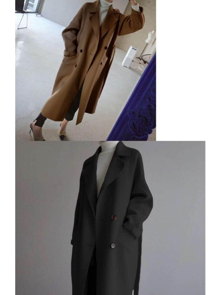 Korean Style Women's Long Tie-Waist Wool Coat