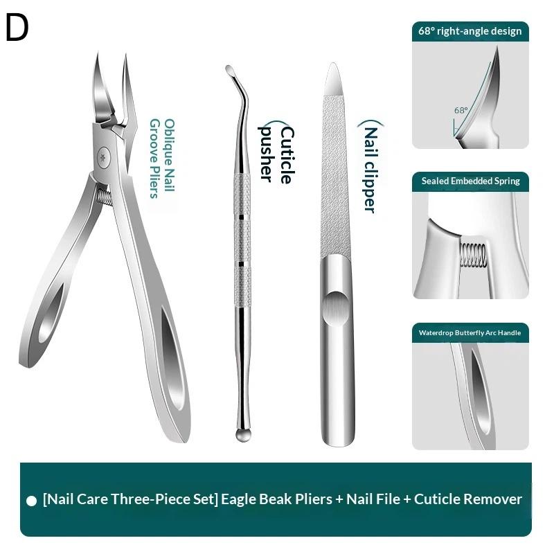 1/2/3Pcs Stainless Steel Toenail Clippers Set With Ergonomic Handle,Includes Wide Mouth Angled Scissors,Nail File Cuticle Tool