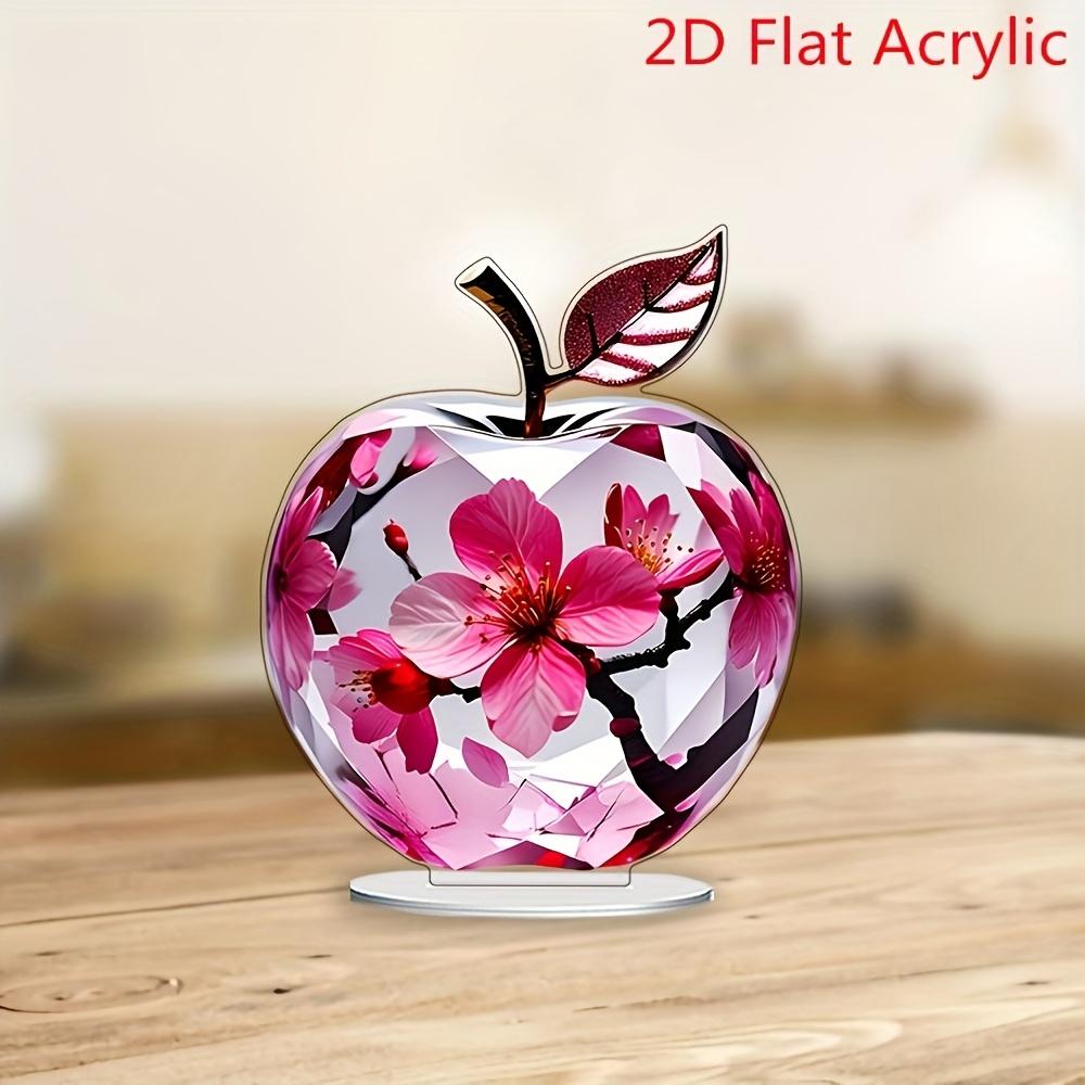 

1 шт. Очаровательный стильный акриловый декор для столешницы с изображением цветущей вишни и яблока - многоцелевой романтический подарок для дома и офиса для спальни, кафе, гостиной 1pc