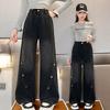 Girls' Wide-Leg Denim Pants, Loose Fit Casual Trousers for Spring and Autumn 2025