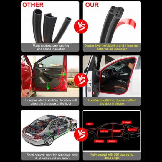 5M L-Shape Rubber Car Seal Door Strip Hood Trunk Edge Weatherstrip Moulding Trim